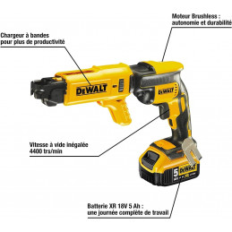 DeWalt Drywall Screwdriver with Magazine Attachment (2.0 Ah XR Battery, 18 Volt, Brushless, Lightweight and Compact, with LED,