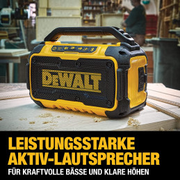 Dewalt DCR011 Bluetooth Battery Speaker (Stereo, Extremely Robust, with Roll Bar, AUX Input 3.5 mm, All XR Li-Ion Sliding