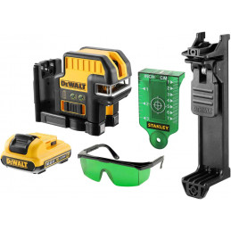 Dewalt DCE0822D1G Battery 2-Point Cross Line Laser Green Self-Levelling Plumb Function Up & Down Working Range: 30 m (50 m with